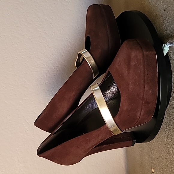 Vintage GUCCI Brown Suede Platform Slide Chunky Heels. 5.5M - Picture 3 of 10